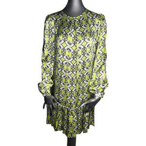 Thomas Wylde Green Silk Dress White Ruffle Small nwot